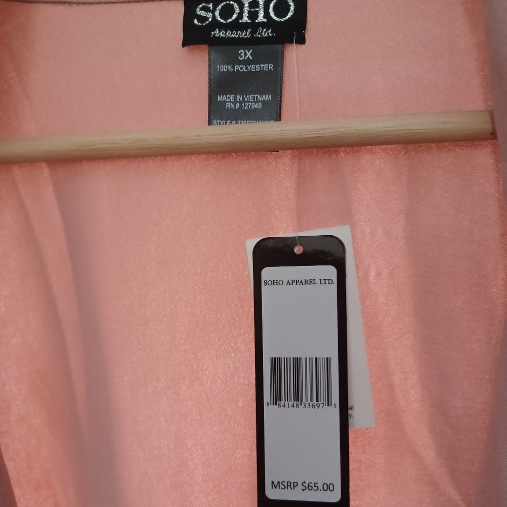 Soho Open Front 3/4 Sleeve Collared Solid Knit Jacket-Pink NWT - Picture 7 of 7